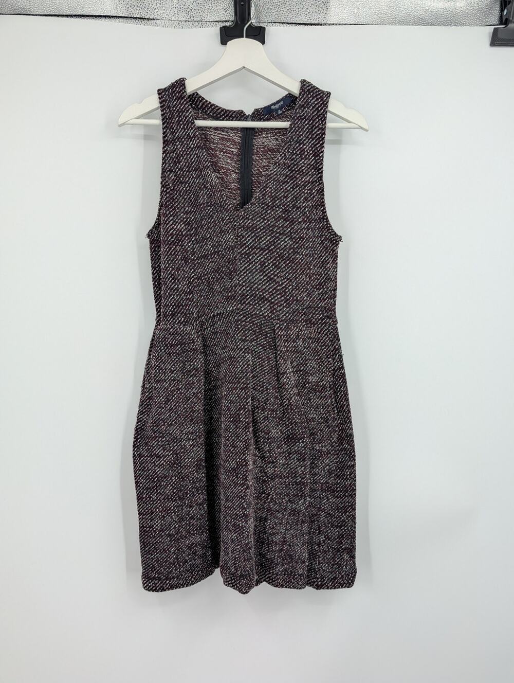 Madewell Maroon Terrace Tweed Fit and Flare Sleeveless Dress Size Medium Career